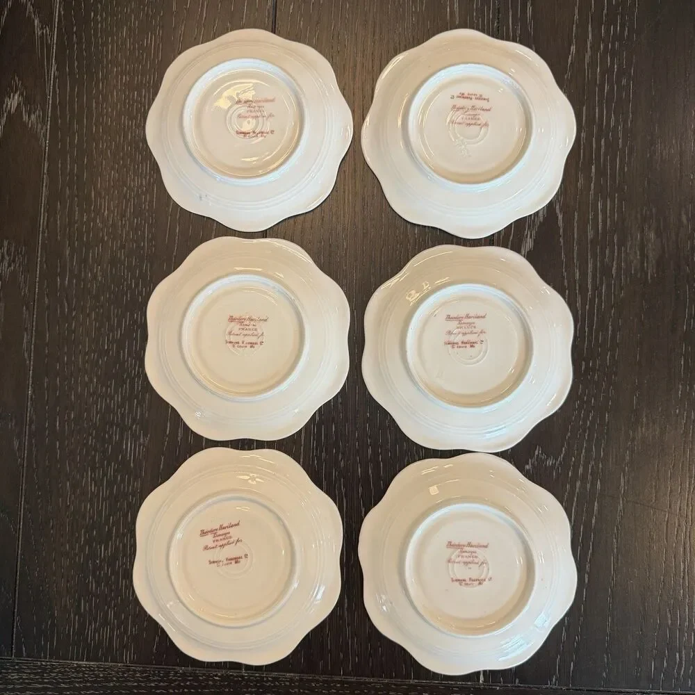 Set Of 6 Theodore Haviland For Simmons Hardware Co. St. Louis Saucers Scalloped